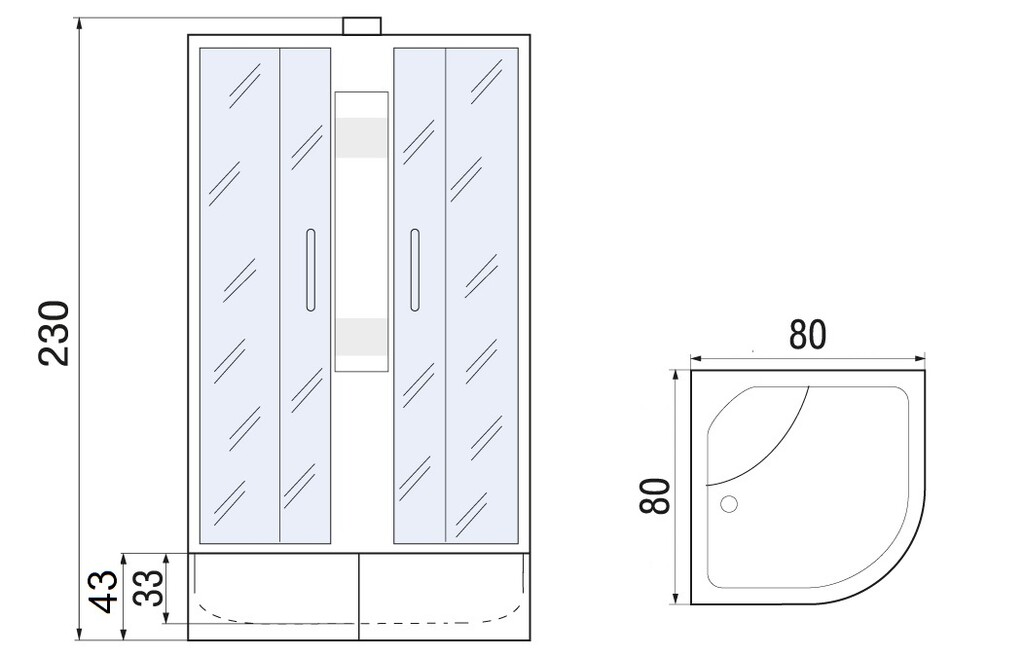 Душевая кабина River Nara Б/К XL 80/43 MT 80x80