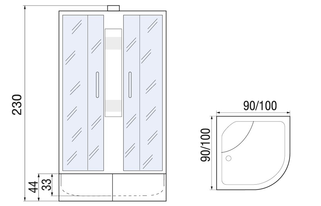 Душевая кабина River Nara Б/К XL 90/44 MT 90x90