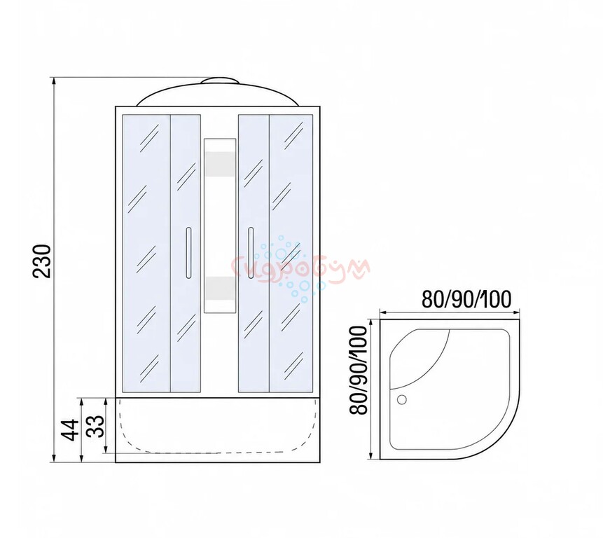 Душевая кабина River Nara Eco XL 90/44 BL 90x90