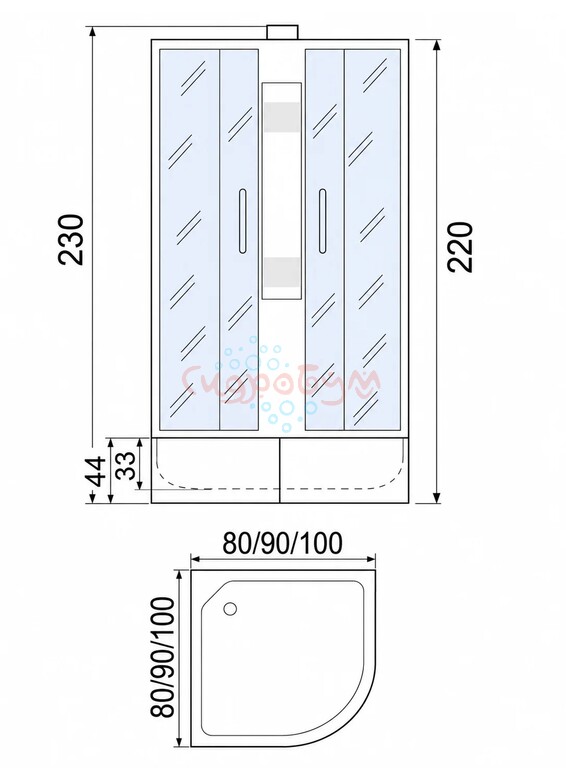Душевая кабина River Nara Eco XL Б/К 90/44 BL 90x90