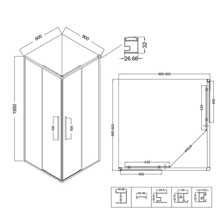 Душевое ограждение Niagara NG-2823-34BLACK 90x90