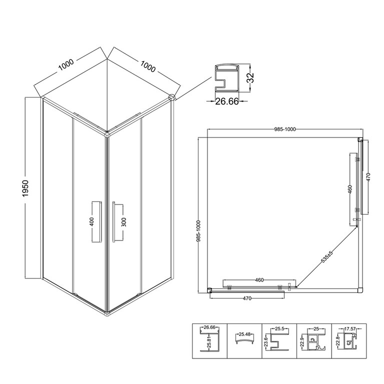 Душевое ограждение Niagara NG-2824-34BLACK 100x100