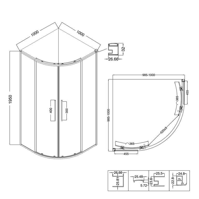 Душевое ограждение Niagara NG-2827-34BLACK 100x100