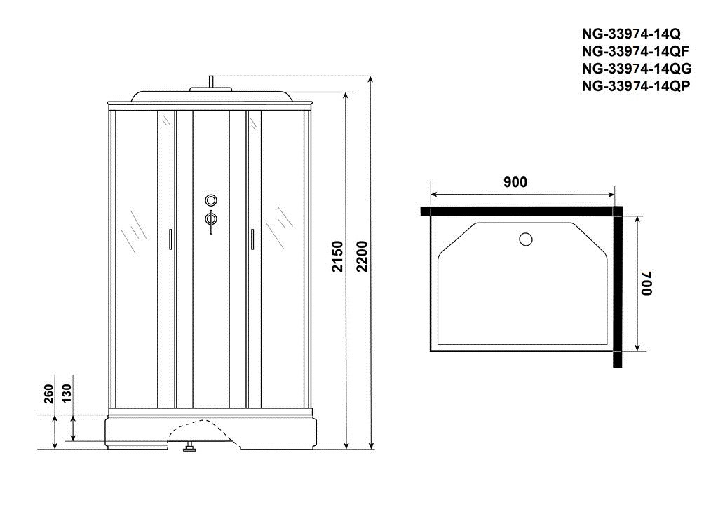 Душевая кабина Niagara NG-33974-14Q 90x70