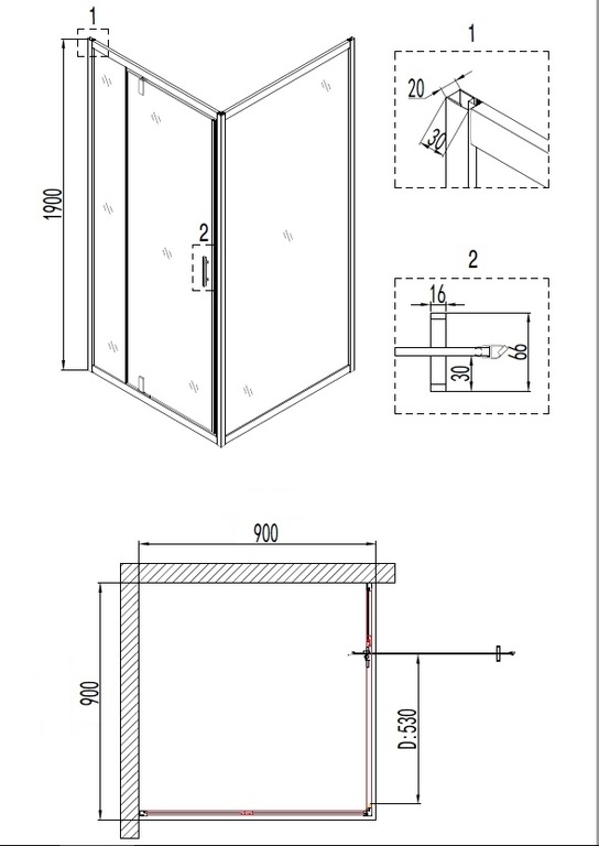 Душевое ограждение Niagara NG-0290-08 BLACK 90x90