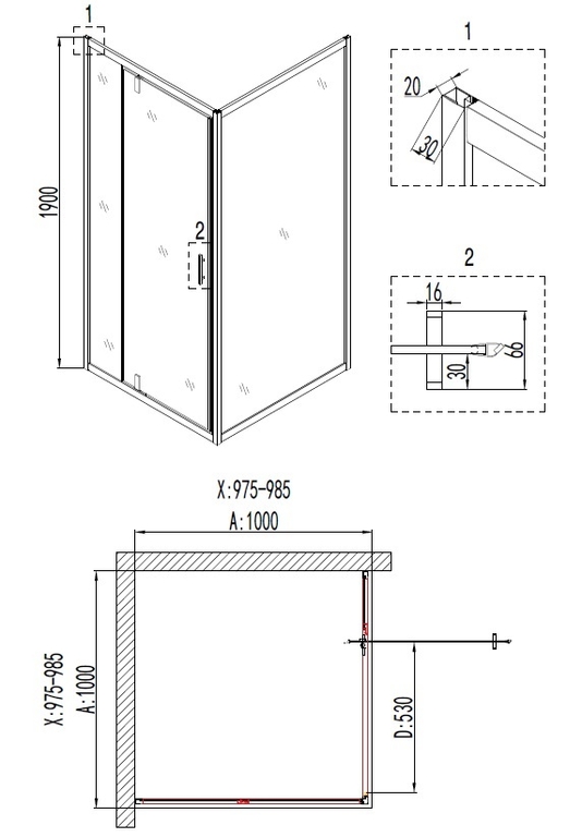 Душевое ограждение Niagara NG-6602-08 100x100