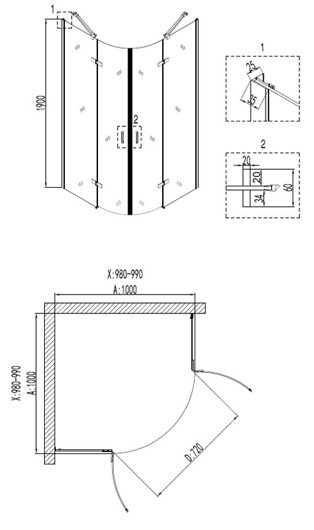 Душевое ограждение Niagara NG-6616-08 100x100