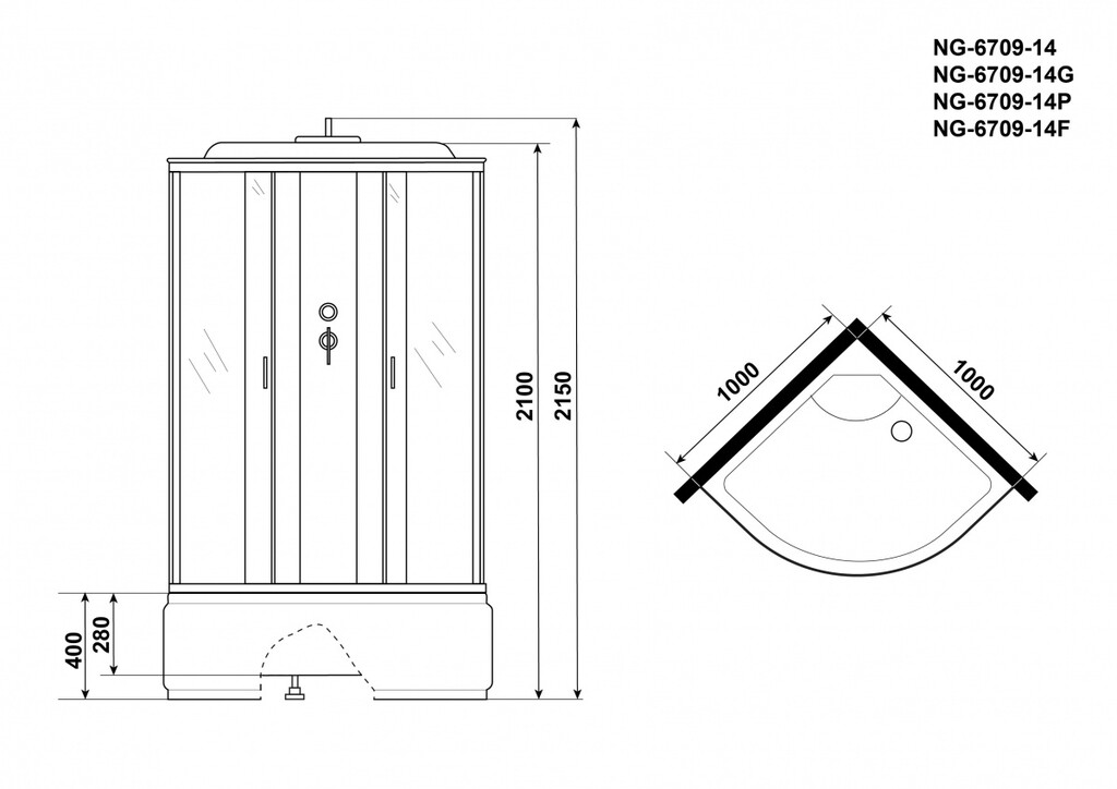 Душевая кабина Niagara NG-6709-14P 100x100