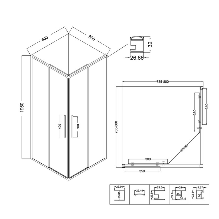 Душевое ограждение Niagara NG-6822-34BLACK 80x80