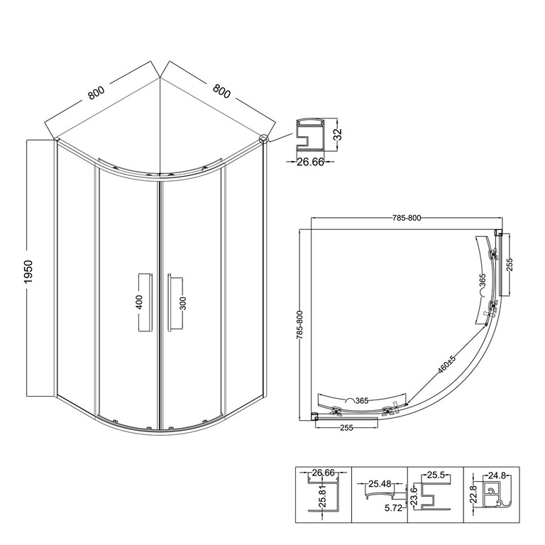 Душевое ограждение Niagara NG-6825-34BLACK 80x80