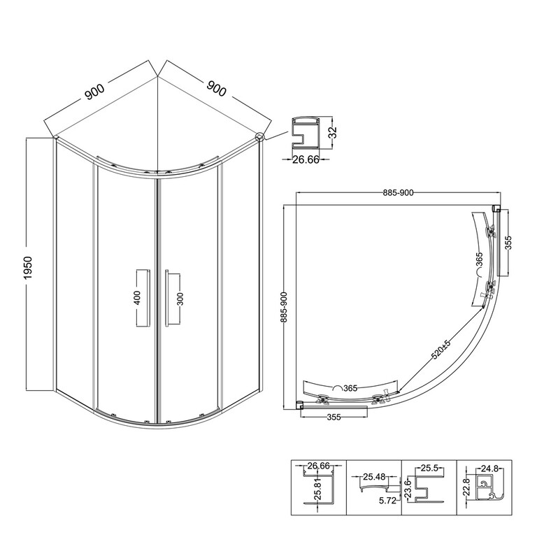 Душевое ограждение Niagara NG-6826-34BLACK 90x90