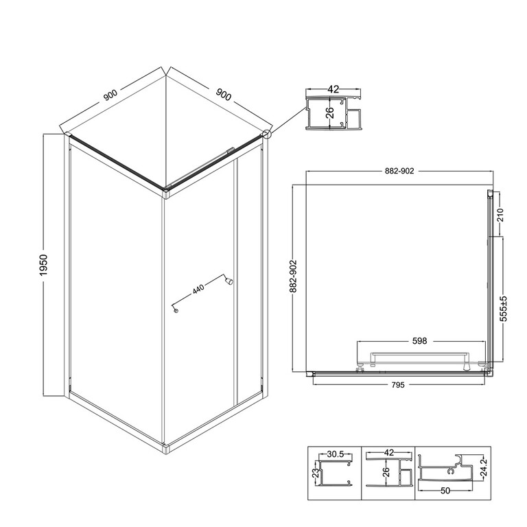 Душевое ограждение Niagara NG-6833-34BLACK 90x90