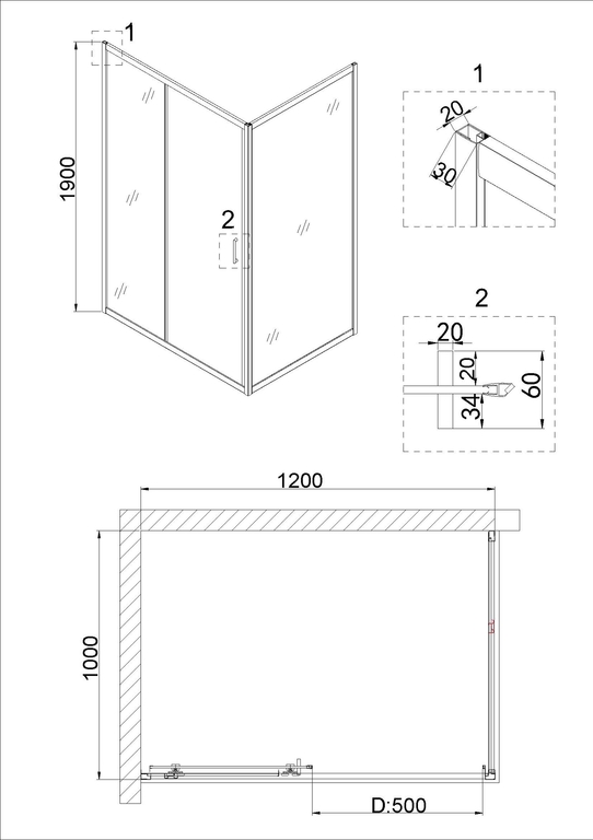 Душевая дверь Niagara NG-62-12A 120x190