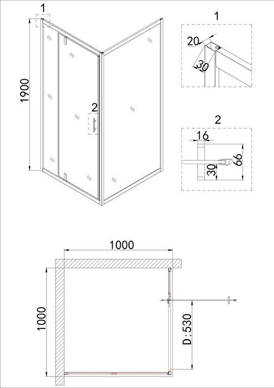 Душевая дверь Niagara NG-63-10A 100x190