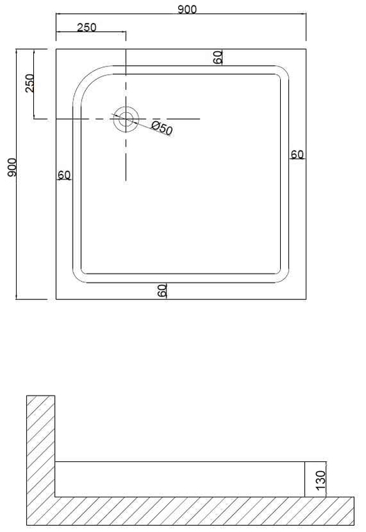 Душевой поддон Niagara NG-90-90Q 90x90