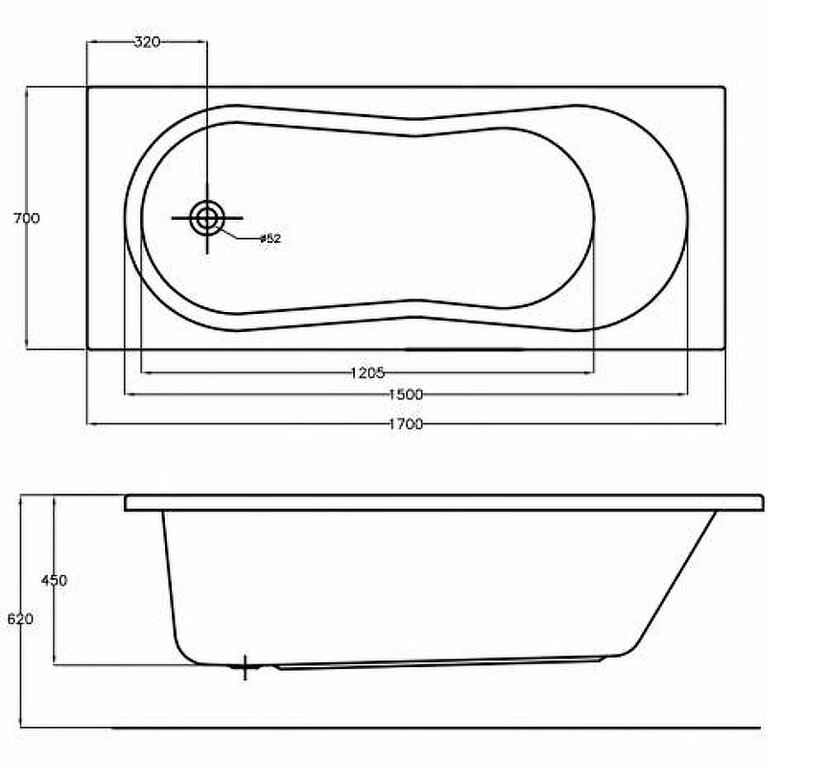 Акриловая ванна Cersanit Nike 170x70