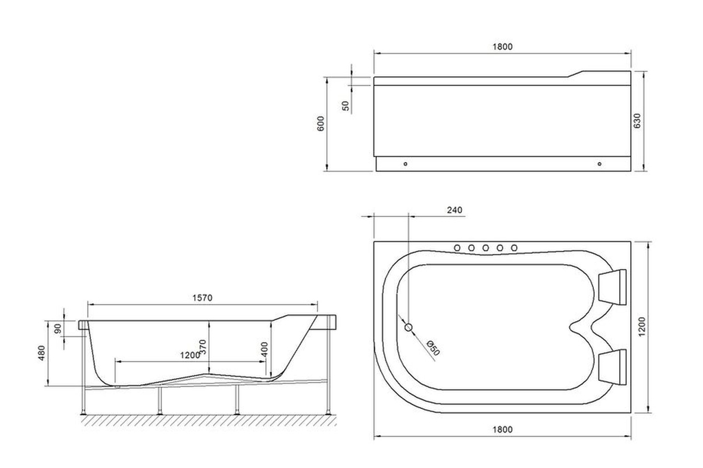 Акриловая ванна Royal Bath Norway 180x120 R