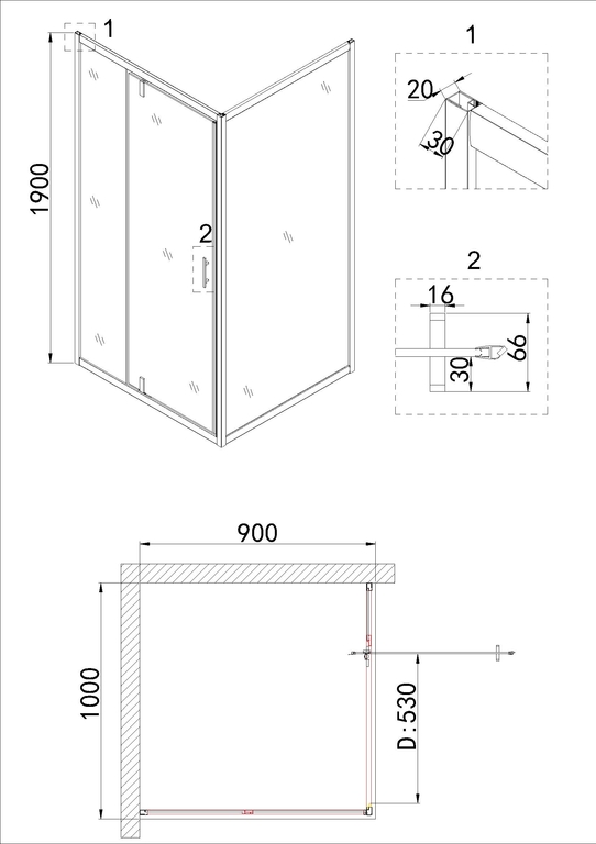 Душевое ограждение Niagara NG-63-10A-A90 100x90