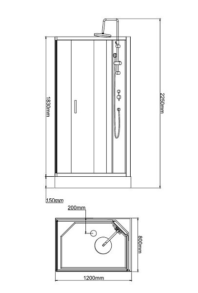 Душевая кабина BandHours Omega 3 L 120x80
