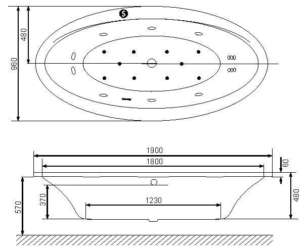 Акриловая ванна Excellent Lumina 190x95