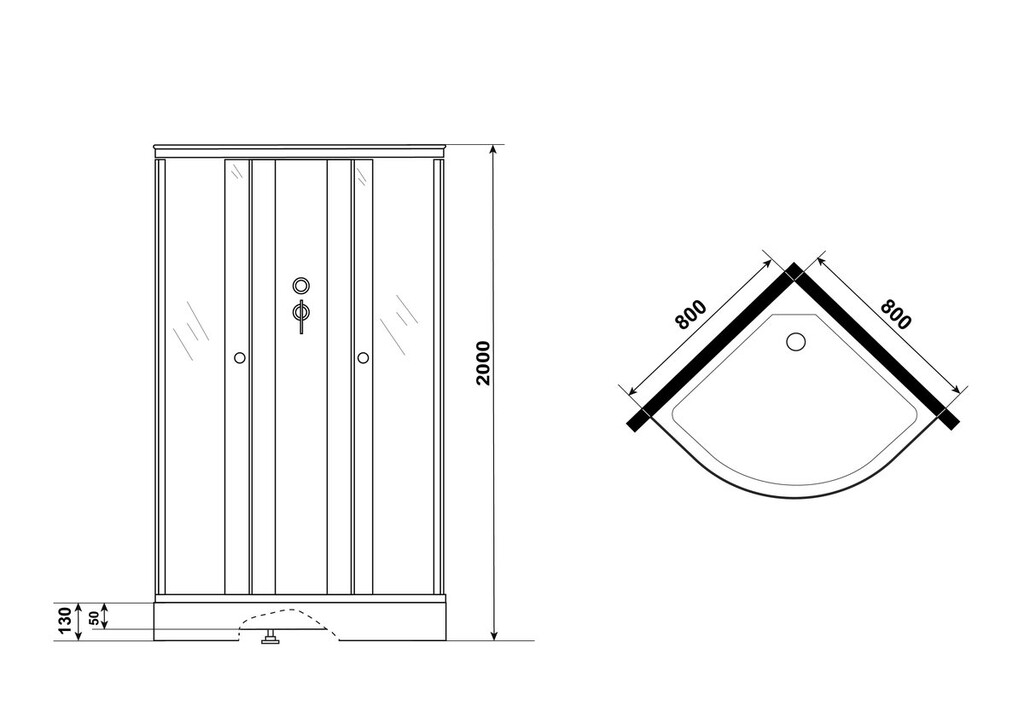 Душевая кабина Niagara P80/13/MT/BK 80x80