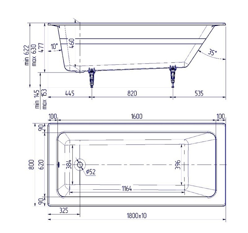 Чугунная ванна Delice Parallel 180x80 с ручками