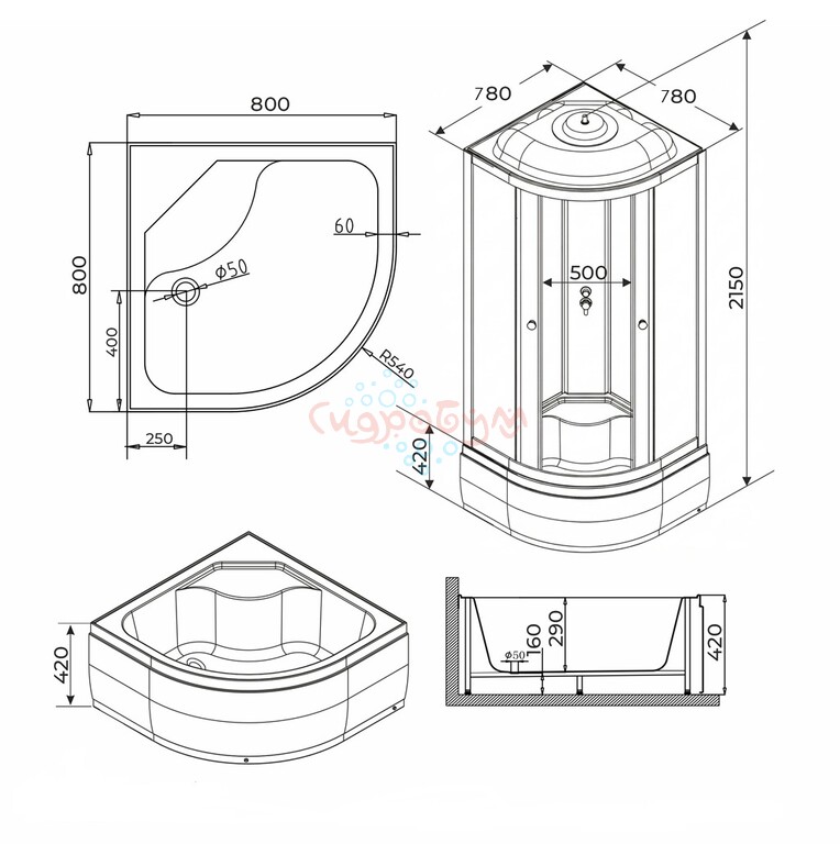 Душевая кабина Parly EF821 80x80