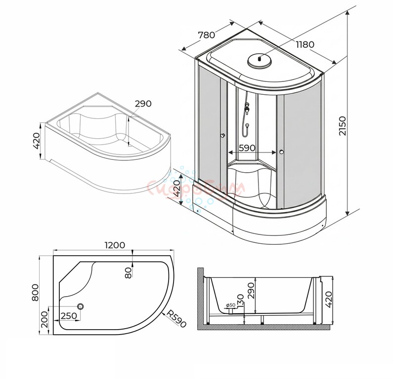 Душевая кабина Parly EF1221L 120x80