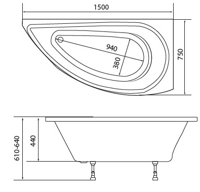 Акриловая ванна 1MarKa Piccolo 150x75 L