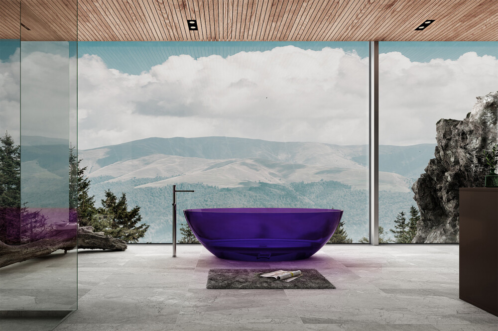 Прозрачная ванна Abber Kristall AT9702Amethyst 180x85