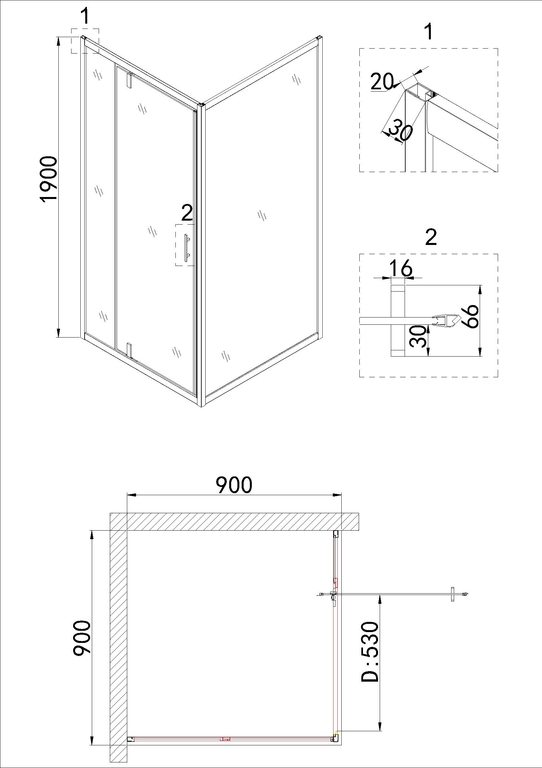 Душевое ограждение Niagara NG-83-9AB-A90B 90x90