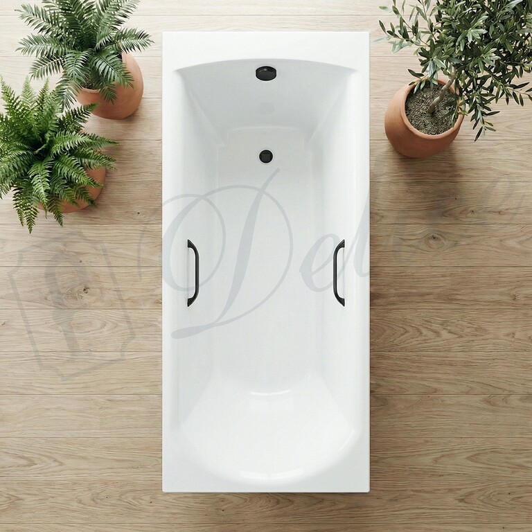 Ванна из искусственного камня Delice Astra 160x70 глянцевая с черными ручками DLR330054RB-G