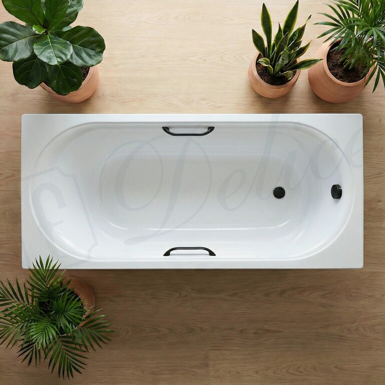 Ванна из искусственного камня Delice Dolce 170x75 глянцевая с черными ручками DLR330059RB-G