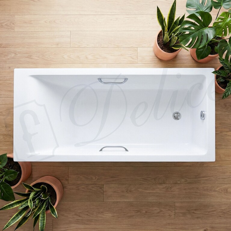 Ванна из искусственного камня Delice Diapason Ultra с узким бортом 170x80 глянцевая с ручками хром DLR330051R-G