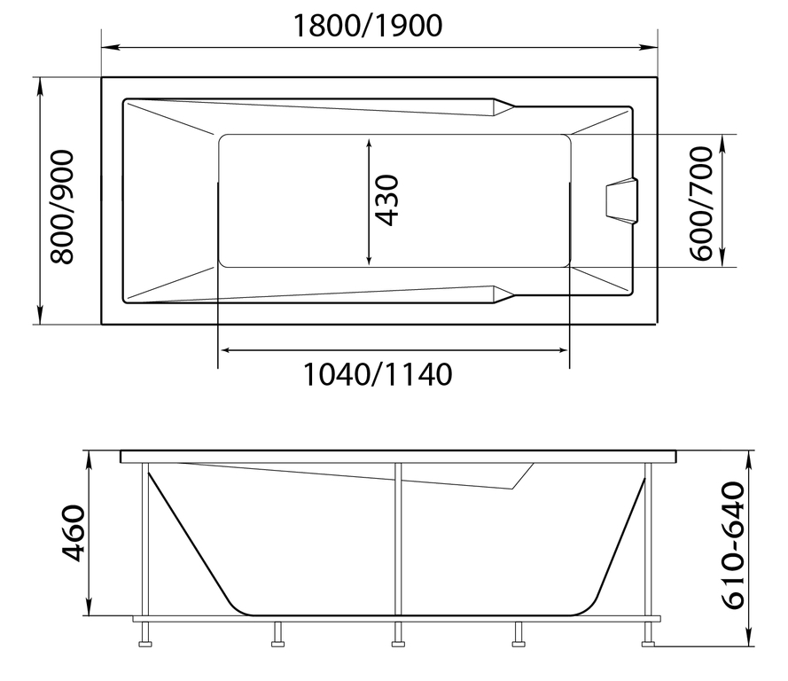 Акриловая ванна 1MarKa Raguza 180x80