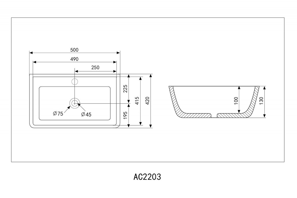 Раковина Abber Rechteck AC2203 50x42