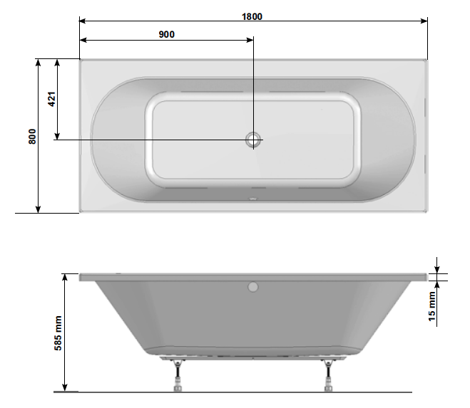 Акриловая ванна Ravak City Slim 180x80 C921300000