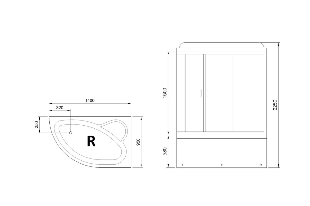 Душевая кабина Royal Bath RB140ALP-C-R 140x95