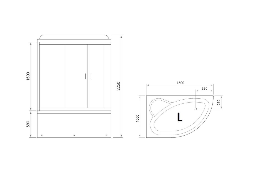 Душевая кабина Royal Bath RB150ALP-C-CH-L 150x100