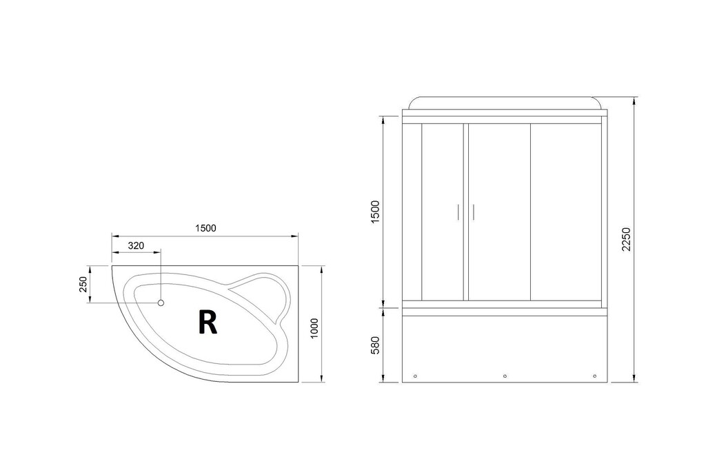 Душевая кабина Royal Bath RB150ALP-T-CH-R 150x100