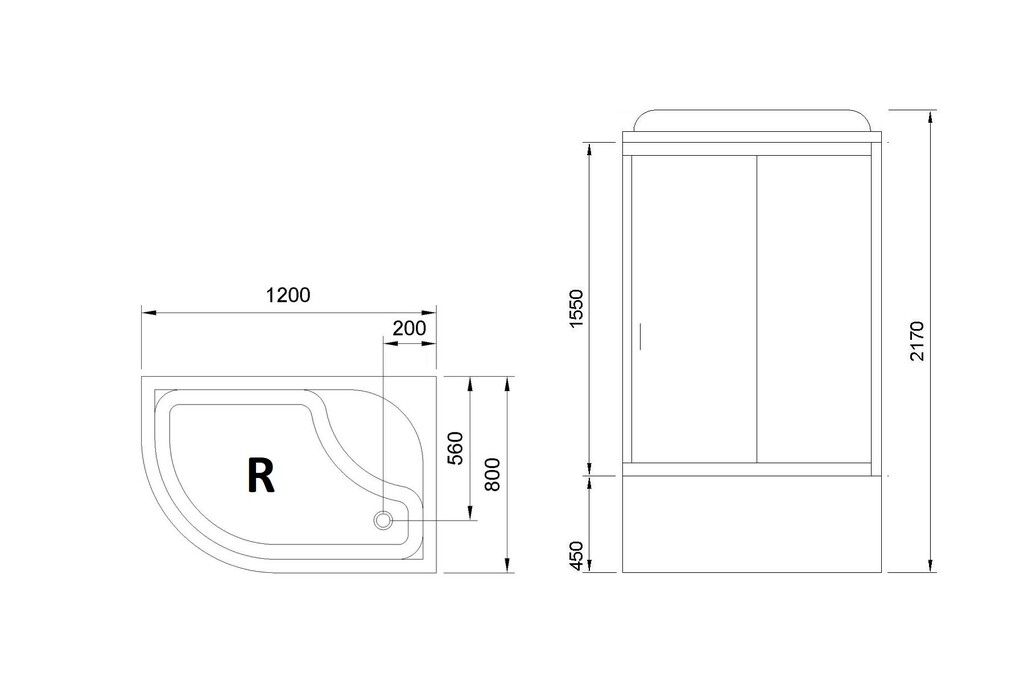 Душевая кабина Royal Bath Practic RB8120BK1-M-R-BL 120x80