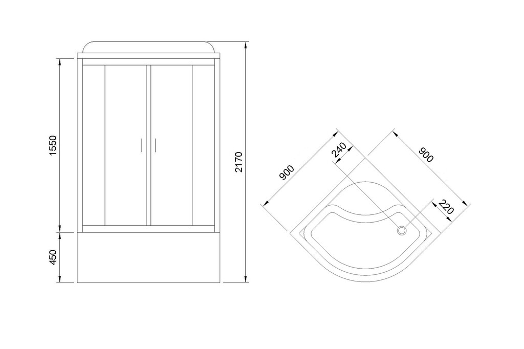 Душевая кабина Royal Bath RB90BK1-T-CH 90x90