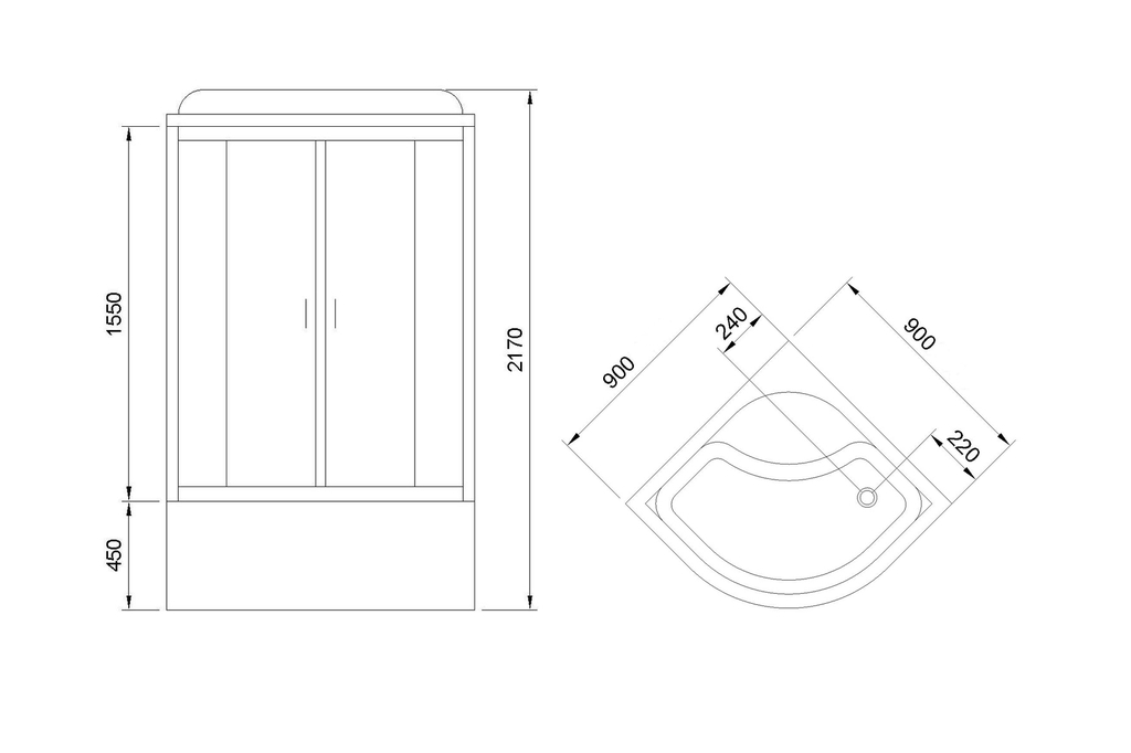 Душевая кабина Royal Bath RB90BK2-T-CH 90x90