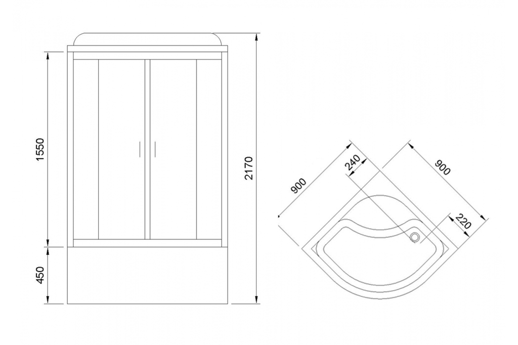 Душевая кабина Royal Bath RB90BK2-T 90x90