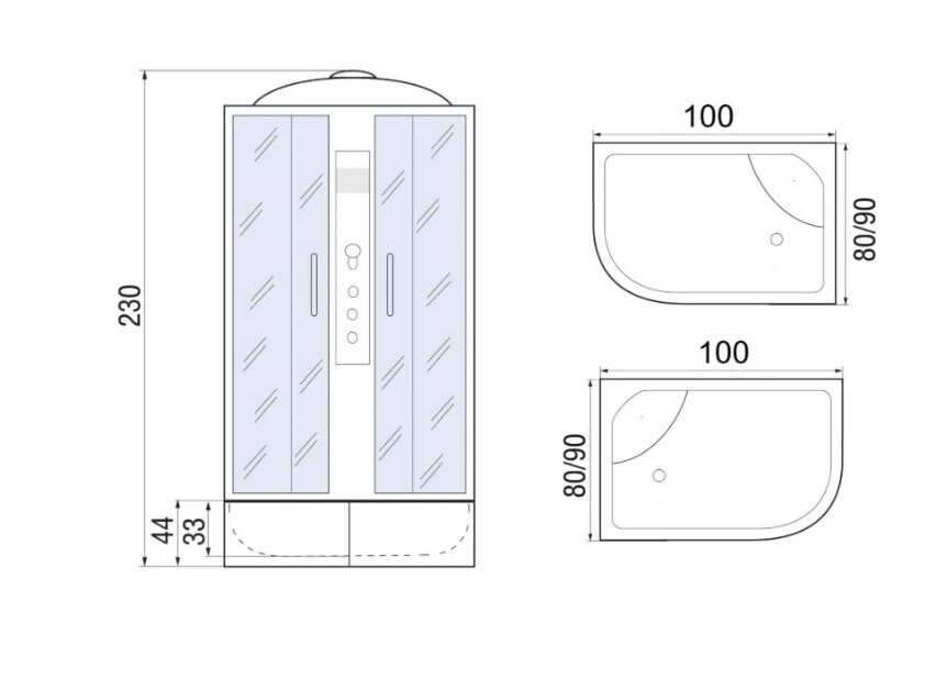 Душевая кабина River Dunay XL 100/80/44 MT R 100x80
