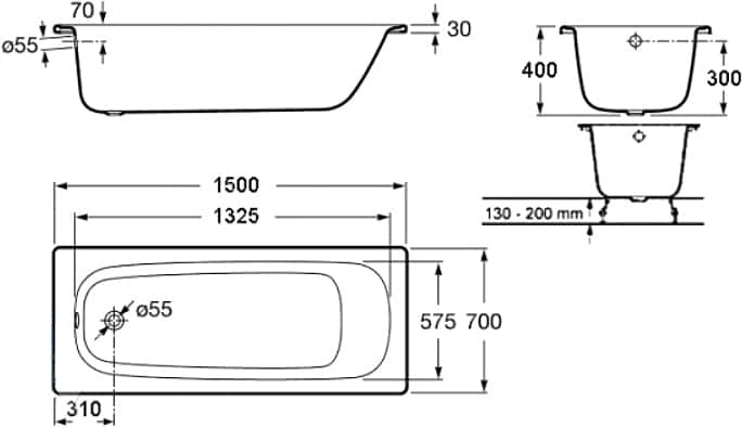 Стальная ванна Roca Contesa 23606000O 150x70