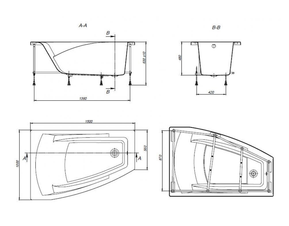 Акриловая ванна Roca Hall Angular 150x100 L