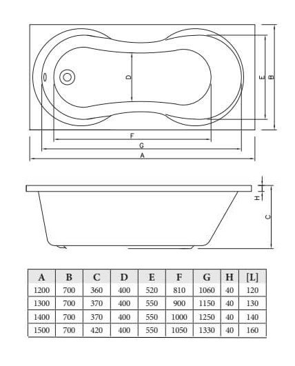 Акриловая ванна C-Bath Salus 120x70