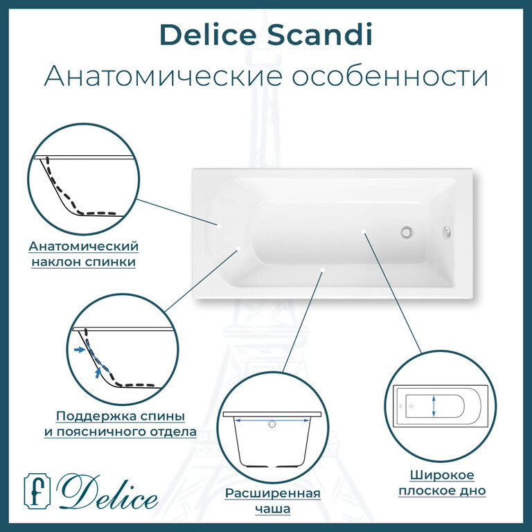 Ванна из искусственного камня Delice Scandi 170x75 глянцевая DLR330026-G