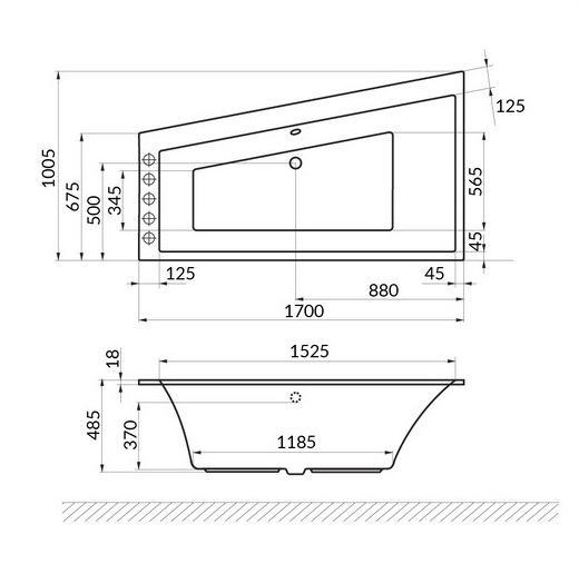 Акриловая ванна Excellent Sfera Slim 170x100 L